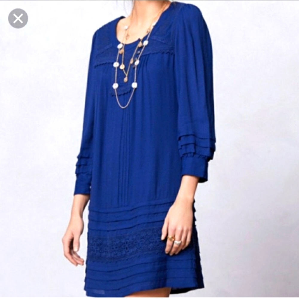 Anthropologie Cruz Peasant  by Leifsdottir, Navy dress sz 0 viscose